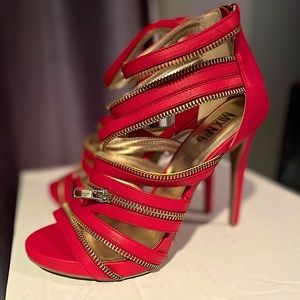 Red zipper pump heels size 8 mix no• 6  👠  brand new charlotte russ